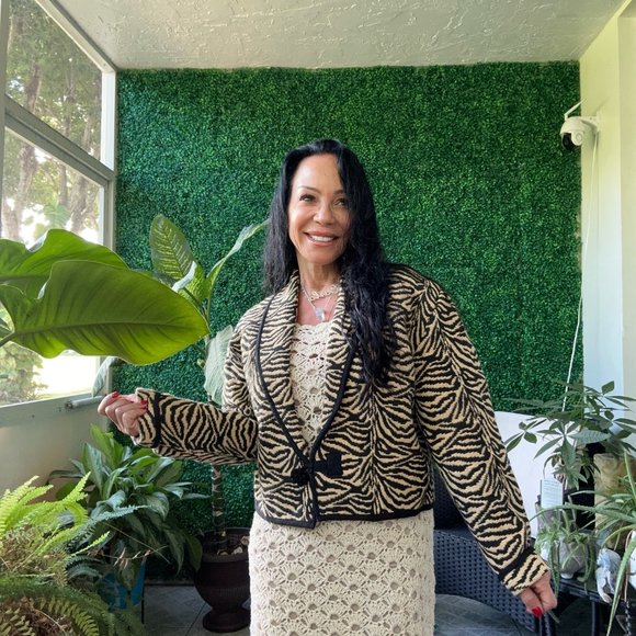 Vintage Zebra Tapestry Cropped Jacket Flashback - Picture 3 of 10
